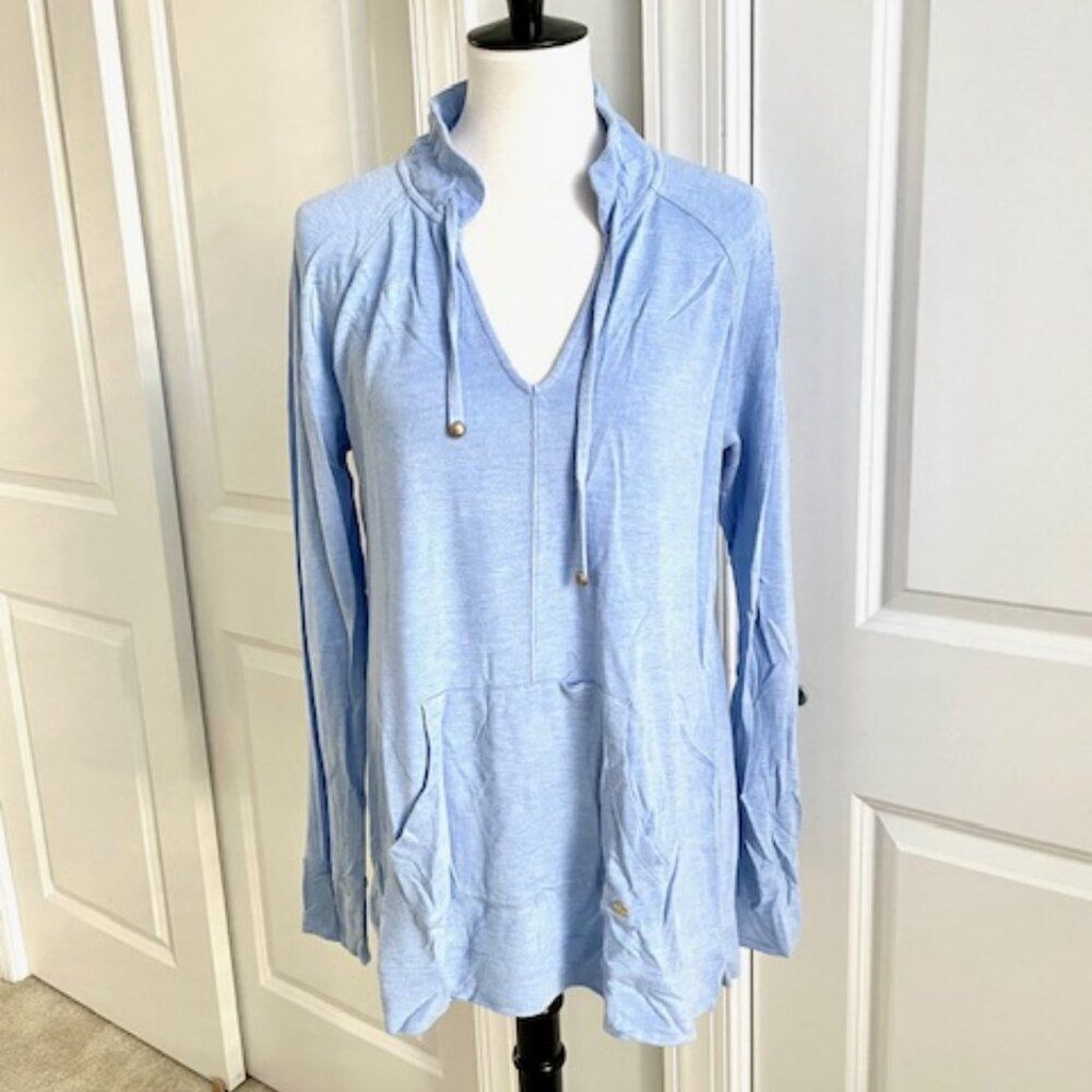 Lilly Pulitzer Light Blue Soft Luxletic Pullover Popover Sweater Sweatshirt L